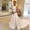 Comercio Exterior Europeo y Americano Amazon AliExpress wish estación independiente Vestido de novia largo simple elegante de satén nuevo