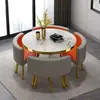 Juego de Mesa y Sillas de Negociación de Lujo Ligero, Mesa Redonda Pequeña de Moda para Recepción de Oficina de Ventas, Ocio en Apartamento y Uso en el Hogar, con Capacidad de Almacenamiento