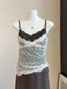 Conjunto de dos piezas para mujer: camisola sexy de encaje transparente estilo francés con lunares y almohadillas en el pecho, y cárdigan de punto, conjunto de tops de otoño