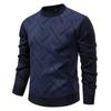 Transfronteiriço 25 Novas Malhas de Inverno Masculinas com Forro de Fleece e Espessadas Casuais de Gola Redonda Quentes Malhas Masculinas para Homens de Meia-Idade