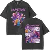 Camiseta Retrô Lavada Desenho Animado Filme Kpop Demon Slayer Camiseta Gráfica Engraçada de Tigre Derpy Masculina e Feminina Casual