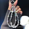 Cadena para Teléfono Móvil Ins Corazón Doble Cadena Perla Dahua Pieza Colgante Funda de Teléfono Móvil Cadena Colgante Cuerda de Teléfono Móvil con Cuentas de Cristal Venta al por Mayor