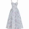 Vestido camisola con estampado floral estilo francés, vestido midi de hadas sin tirantes que ciñe la cintura y con bajo amplio para vacaciones, venta al por mayor transfronteriza
