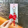 Llavero Colgante de Nudo de Cuero con Perlas, Accesorio para Bolsa de Llaves en Forma de Corazón, Llavero de Coche, Pequeño Regalo al por Mayor