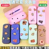 Caixa de Papelaria Fofa de Desenho Animado DIY para Alunos do Ensino Fundamental, Estojo Infantil de Grande Capacidade com Furo para Fivela, Bolsa de Armazenamento de Silicone, Estilo K