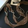 Cinturón bohemio étnico de piedra natural, cinturón de malla tejida vintage para el cabello, cadena para la cintura, accesorios para el cabello de moda