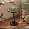 Mesa Lateral Estilo Francés, Mesa de Café Pequeña Estilo Antiguo, Gabinete Lateral Móvil para Sofá de Sala de Estar, Mesa Redonda Pequeña Retro, Mesa de Noche de Hierro Forjado