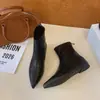 Botas curtas marrons bico fino estilo francês com 5cm de altura interna para aumentar, novas para outono e inverno, emagrecedoras, com salto plataforma de temperamento retrô, botas finas 2026