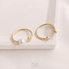 Preservación del Color Anillo Abierto de Diamantes de Zircón de Oro de 14K Hecho a Mano DIY Anillo de Cuentas de Medio Agujero Anillo Simple de Cristal de Perla Adhesiva