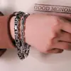 Acero Inoxidable Moda Tendencia Más Vendido Vintage Cadena Bizantina Chapado Negro Pulido Hip Hop Cuadrado Acero de Titanio Pulsera de Moda para Hombre