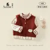Conjunto para Niña 2026 Otoño Nuevo Ropa Infantil Suéter Cárdigan Chaleco Top para Bebé Conjunto de Capa Base
