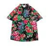 Camisa Floral Estilo Tailandês Praia de Bangkok, Manga Curta, Roupa Unissex para Casal, Camisa Solta Retro Cool de Secagem Rápida para o Festival Songkran