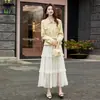 Conjunto de Saia Estilo Coreano 2026 Primavera Nova Moda Feminina Jaqueta Elegante Saia de Renda Transparente Conjunto de Duas Peças
