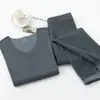 Ropa interior térmica para hombre Ropa interior térmica para mujer Sin costuras A prueba de frío Calentamiento a temperatura constante Terciopelo Plus Capa base Top de otoño Pantalones de otoño Terciopelo de doble cara Conjunto de pareja