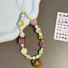 Estilo Ins Lindo Rilakkuma Cadena de Teléfono Móvil con Cuentas y Cascabel Colgante de Cámara CCD Correa para Funda de Teléfono Móvil para Hombres y Mujeres Parejas