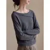 Top de punto relajado de un hombro estilo francés para mujer, manga larga de otoño, adelgazante, agradable para la piel, elegante, único y de nicho para el trabajo