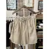 Shorts de algodão e linho estilo retrô de perna larga para mulheres, calças de verão leves e respiráveis de algodão e linho no joelho, soltas e versáteis, calças casuais de comprimento médio plus size