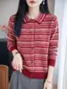 Cardigan de Punto Jacquard para Mujer, Manga Larga, Cuello Solapa, Lana Fina Vintage, Nuevo Otoño/Invierno 2026, Holgado, Versátil