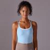 Nueva ropa interior deportiva de nailon cepillado de doble cara con espalda de color sólido y doble capa cruzada, ropa para correr, fitness y yoga para mujer