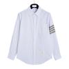 TB masculino primavera e outono nova camisa de algodão de cor sólida THOM BIRUCRO masculino e feminino cinza quatro barra camisa top