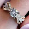 Huajie Moda Europeia e Americana Anel de Noivado Princesa e Princesa Anel de Zircônia Micro-Pavimentado Joias de E-commerce Transfronteiriço para Mulheres