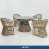 Jardim de Terraço de Villa Nórdica Mesas e Cadeiras de Metal Mobiliário à Prova d'Água e de Sol para Lazer com Trama de Corda Mesas e Cadeiras para Hotel e Pousada ao Ar Livre