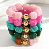 Pulsera cuadrada de acrílico con degradado macaron estilo INS, pulsera de resina con patrón de mármol vintage y cuentas doradas, venta al por mayor de joyería