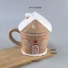 Atmosfera Criativa de Natal Transfronteiriça Caneca de Cerâmica Banhada a Ouro Papai Noel Caneca de Natal Artesanato em Cerâmica