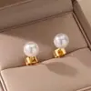 Pendientes Retro Franceses de Alta Gama de Perlas de Oro de 18 Quilates Transfronterizos Europeos y Americanos Nueva Generación