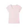 Camiseta de Seda Lã de Manga Curta para Mulheres, Tencel Modal, Gola Redonda, Corte Justo, Top Simples