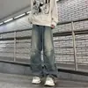 Calça Jeans Amarela Tingida com Lama Estilo Americano Retrô Masculina Primavera e Outono Novo hiphop Pushuai Rua Frita Solta Reta