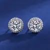 Aretes en vivo para mujer estilo ins amor plata de ley S925 circonita aretes de circonita de seis garras aretes brillantes