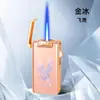 Isqueiro Portátil de Disparo Direto com Aparência Premium, Padrão Aurora Colorido da Moda, Isqueiro à Prova de Vento com Chama Azul, Venda por Atacado de Presentes