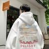 Suéter albaricoque extragrande para hombre Primavera y Otoño Estilo Americano Retro Moderno Marca Estampada Sudadera con Capucha Suelta Chaqueta para Pareja