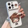 Capa de Celular Sakura Fofa para iPhone 16 Pro Max Apple 17 Capa de Celular Galvanizada Torna-se Instantaneamente Proteção de Capa Macia