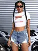 Verano 2025 Exportación Transfronteriza Shorts de Mezclilla Azul Claro de Alta Calidad para Mujer Pantalones Cortos de Tres Puntos Sexy Callejero Europeo y Americano con Cadena