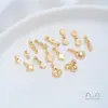 Estrella, luna, trébol de cuatro hojas, pez pequeño de cobre bañado en oro de 14K, cuentas espaciadoras, colgante redondo de garra, accesorios para joyería DIY hechos a mano