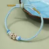 Pulsera Roja Ajustable de Ocho Hilos con Nudo de Flor de Durazno Tejida a Mano DIY Joyería Semi-terminada Estilo Tíbet
