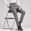 Pantalones Casuales de Negocios Rectos de Tela Fluida Color Caqui para Hombre Naples Cintura Alta Corte Delgado Pierna Recta Pequeña