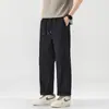 Ropa destacada para hombre / Pantalones casuales rectos holgados estilo americano de seda helada ligera de verano para hombre, pantalones holgados vintage de trabajo para hombre