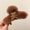 Clipe de pelúcia fofo de urso, grampo fofo para mulheres, grampo de cabelo para outono e inverno, elegante, para trás, cabeça, tubarão