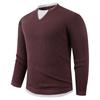 Otoño e Invierno 2025 Moda Transfronteriza Cuello en V Falso de Dos Piezas Prenda Interior de Punto Suéter de Cuello Redondo para Hombre Punto Casual Holgado