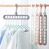 Cabide Multifuncional de Nove Furos, Solução de Armazenamento para Guarda-Roupa Doméstico, Antiderrapante, Sem Marcas, Cabide Multicamadas, Dobrável, Economizador de Espaço