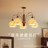 Lustre de sala de estar e quarto em estilo rústico na cor creme, design artístico com saia, luz principal ultrabrilhante para o hall, luminária elegante e de alta qualidade para proteção ocular