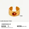 Anillo Taina de Acero de Titanio, Piedra Natural y Acero Inoxidable con Diseño Irregular, Anillos Incrustados, Tendencia Ins