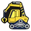 Pingentes de sapato de veículo de construção de desenho animado amarelo, acessórios de sapato DIY de veículo escavadeira, fivelas de sapato de borracha macia de PVC