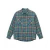 Camisa a Cuadros de Bloques de Color Retro Americana de Manga Larga para Hombres y Mujeres, Tendencia de Verano Otoño Holgada Casual Camisa Chaqueta de Trabajo para Pareja