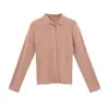 Cardigan de Punto con Cuello Polo Mezcla de Lana COMOS CMS Otoño Ajuste Delgado Camisa Base para Mujer 260081