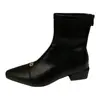 Primer Encuentro Temporada Chun Gen Jian Tou Estilo Coreano Botines Pequeños Zapatos de Mujer 2026 Nueva Temporada Otoño Invierno Botas Martin Marrones Delgadas Cortas