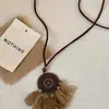 Dinheiro Antigo Estilo Chinês! Colar Pingente em Tons de Marrom para Mulheres, Corrente Clavicular de Luxo de Alto Padrão, Acessório Longo de Verão